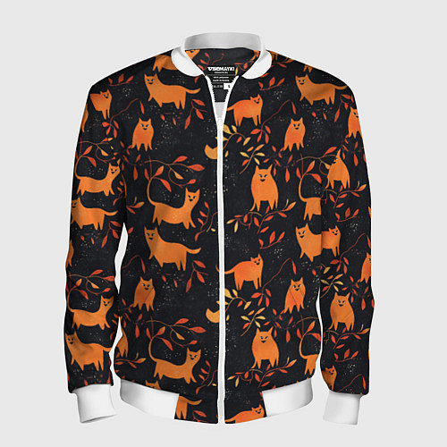 Мужской бомбер Рыжие котики / 3D-Белый – фото 1