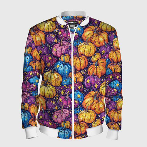 Мужской бомбер Тыквенный урожай / 3D-Белый – фото 1
