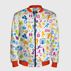 Мужской бомбер Все виды спорта на белом фоне