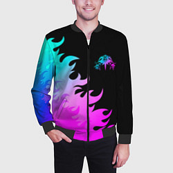Бомбер мужской Король и Шут неоновый огонь, цвет: 3D-черный — фото 2