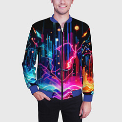 Бомбер мужской Neon fantasy - ai art, цвет: 3D-синий — фото 2