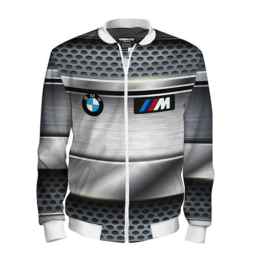 Мужской бомбер BMW metal texture / 3D-Белый – фото 1