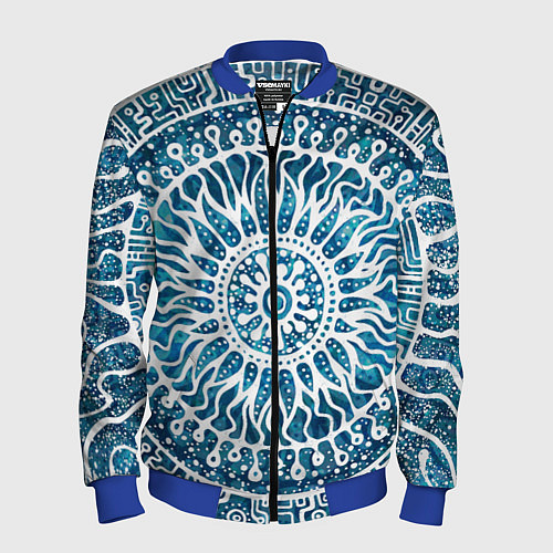 Мужской бомбер Зимний шаманский бубен / 3D-Синий – фото 1