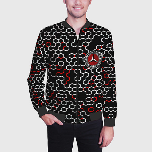 Мужской бомбер Mercedes benz броня текстура / 3D-Черный – фото 3