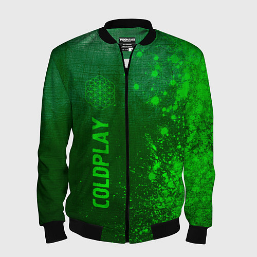 Мужской бомбер Coldplay - green gradient по-вертикали / 3D-Черный – фото 1