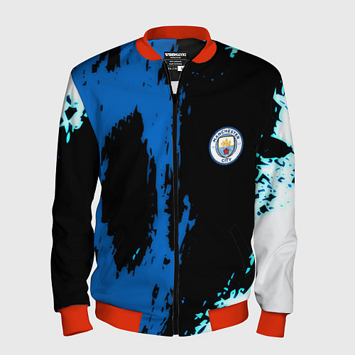 Мужской бомбер Манчестер сити краски абстрактные / 3D-Красный – фото 1