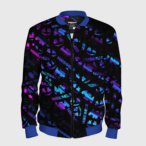 Мужской бомбер Marshmello neon club / 3D-Синий – фото 1