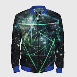Бомбер мужской Космические линии звезды, цвет: 3D-синий
