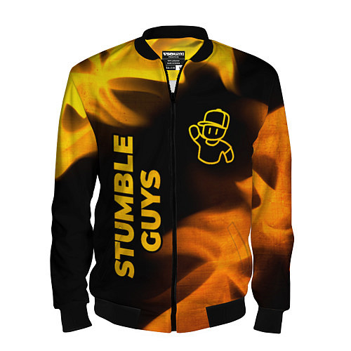 Мужской бомбер Stumble Guys - gold gradient вертикально / 3D-Черный – фото 1