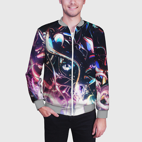 Мужской бомбер Фрактальный узор текстура / 3D-Меланж – фото 3