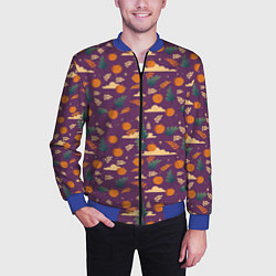 Бомбер мужской Маленькие тыквы на фиолетовом фоне, цвет: 3D-синий — фото 2
