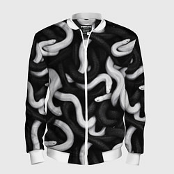 Бомбер мужской Черные и белые змеи, цвет: 3D-белый