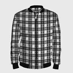 Мужской бомбер Черно-белая шотландка клетчатый узор