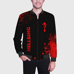 Бомбер мужской Hellsing - red gradient вертикально, цвет: 3D-черный — фото 2