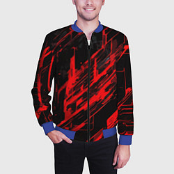 Бомбер мужской Red stripes on a black background, цвет: 3D-синий — фото 2