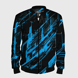 Бомбер мужской Blue stripes on a black background, цвет: 3D-черный