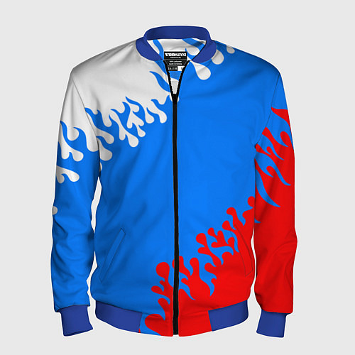 Мужской бомбер Российская федерация - флаг / 3D-Синий – фото 1