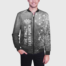 Бомбер мужской Five Finger Death Punch - grey gradient по-вертика, цвет: 3D-черный — фото 2