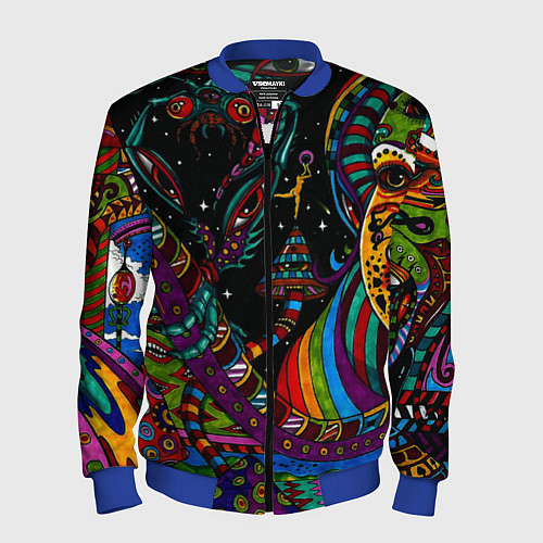 Мужской бомбер Оптический узор девушка / 3D-Синий – фото 1