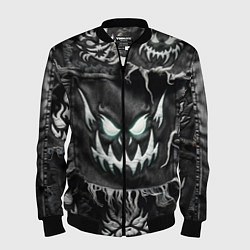 Мужской бомбер Облик монстра на пэчворк джинсах