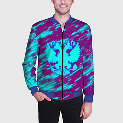Бомбер мужской Герб РФ холодные краски, цвет: 3D-синий — фото 2
