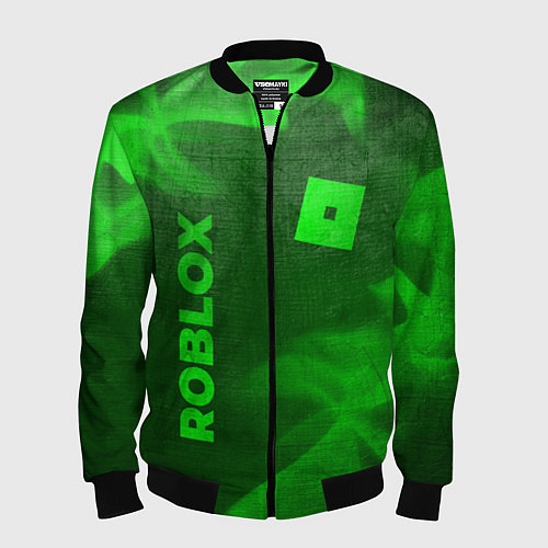 Мужской бомбер Roblox - green gradient вертикально / 3D-Черный – фото 1