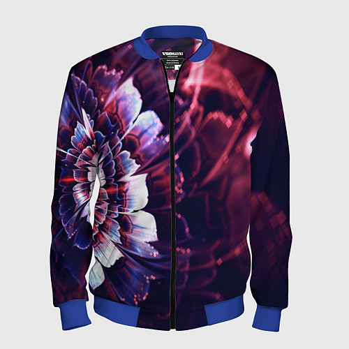 Мужской бомбер Фрактальный цветок абстракция / 3D-Синий – фото 1
