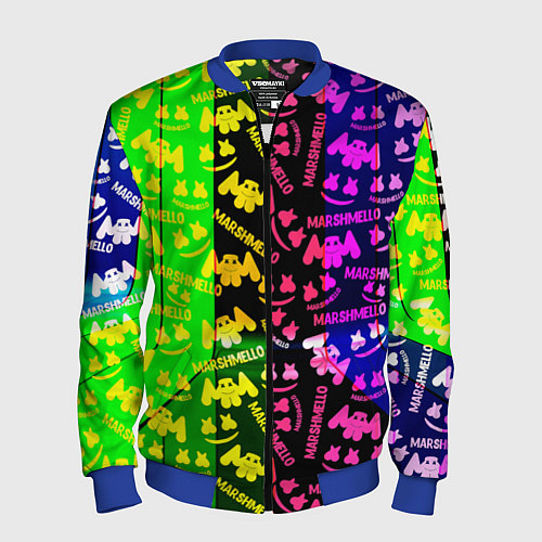 Мужской бомбер Marshmello pattern neon steel / 3D-Синий – фото 1