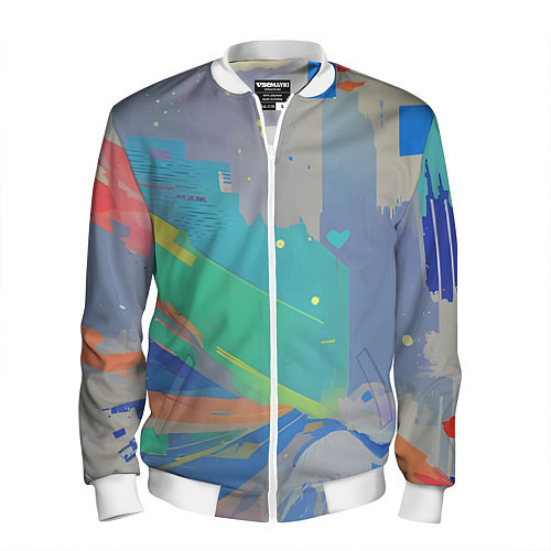 Мужской бомбер Краска абстракция / 3D-Белый – фото 1