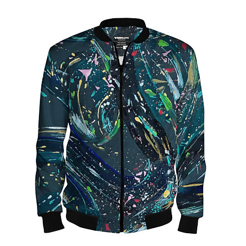 Мужской бомбер Night fireworks of colors / 3D-Черный – фото 1
