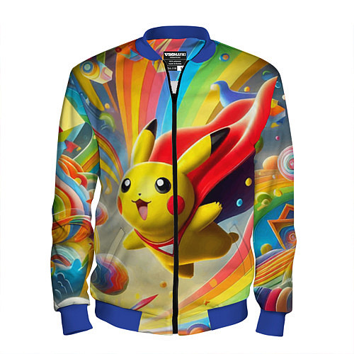 Мужской бомбер Super Pikachu - ai art fantasy / 3D-Синий – фото 1