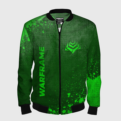 Мужской бомбер Warframe - green gradient вертикально / 3D-Черный – фото 1
