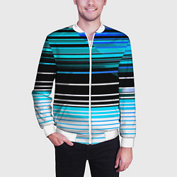 Бомбер мужской Разноцветные вертикальные линии, цвет: 3D-белый — фото 2