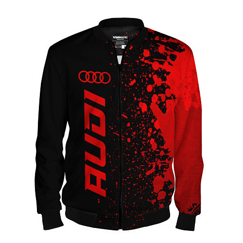 Мужской бомбер Audi - red gradient по-вертикали / 3D-Черный – фото 1