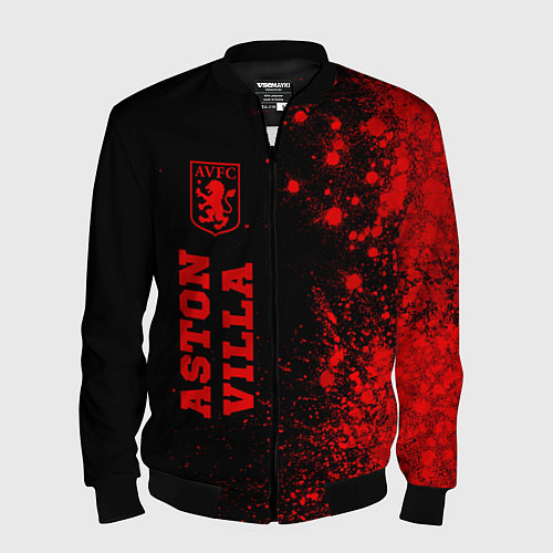 Мужской бомбер Aston Villa - red gradient по-вертикали / 3D-Черный – фото 1