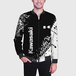 Бомбер мужской Kawasaki - следы от шин, цвет: 3D-черный — фото 2