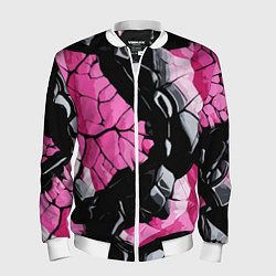 Мужской бомбер Чёрные линии на чёрно-розовом фоне