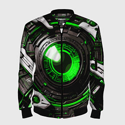 Мужской бомбер Зелёная сфера киберпанк