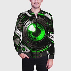 Бомбер мужской Зелёная сфера киберпанк, цвет: 3D-черный — фото 2