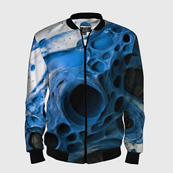 Бомбер мужской Сине-белая абстрактная структура, цвет: 3D-черный