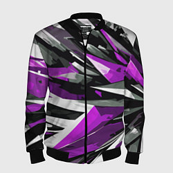 Мужской бомбер Чёрно-фиолетово-белая абстракция