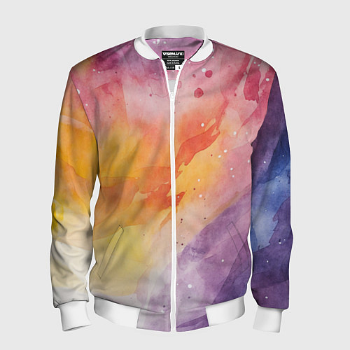 Мужской бомбер Краски акварели / 3D-Белый – фото 1