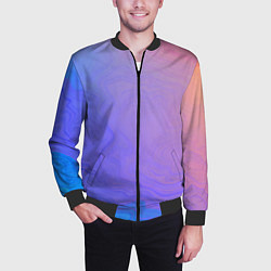 Бомбер мужской Сине фиолетовый градиент, цвет: 3D-черный — фото 2