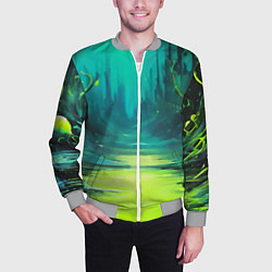 Бомбер мужской Зелёная кислотная абстракция, цвет: 3D-меланж — фото 2