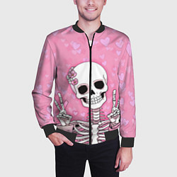 Бомбер мужской Скелет-милашка, цвет: 3D-черный — фото 2