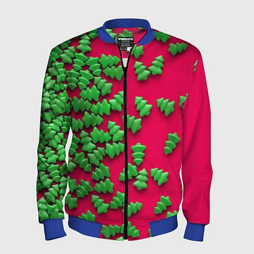 Мужской бомбер Веселые елочки / 3D-Синий – фото 1