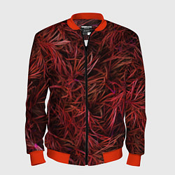 Мужской бомбер Красная трава на чёрном фоне