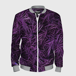 Мужской бомбер Фиолетовая трава на чёрном фоне