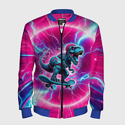 Мужской бомбер Cyber tyrannosaurus is a cool skateboarder