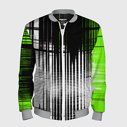 Мужской бомбер Зелёно-чёрный гранж на белом фоне